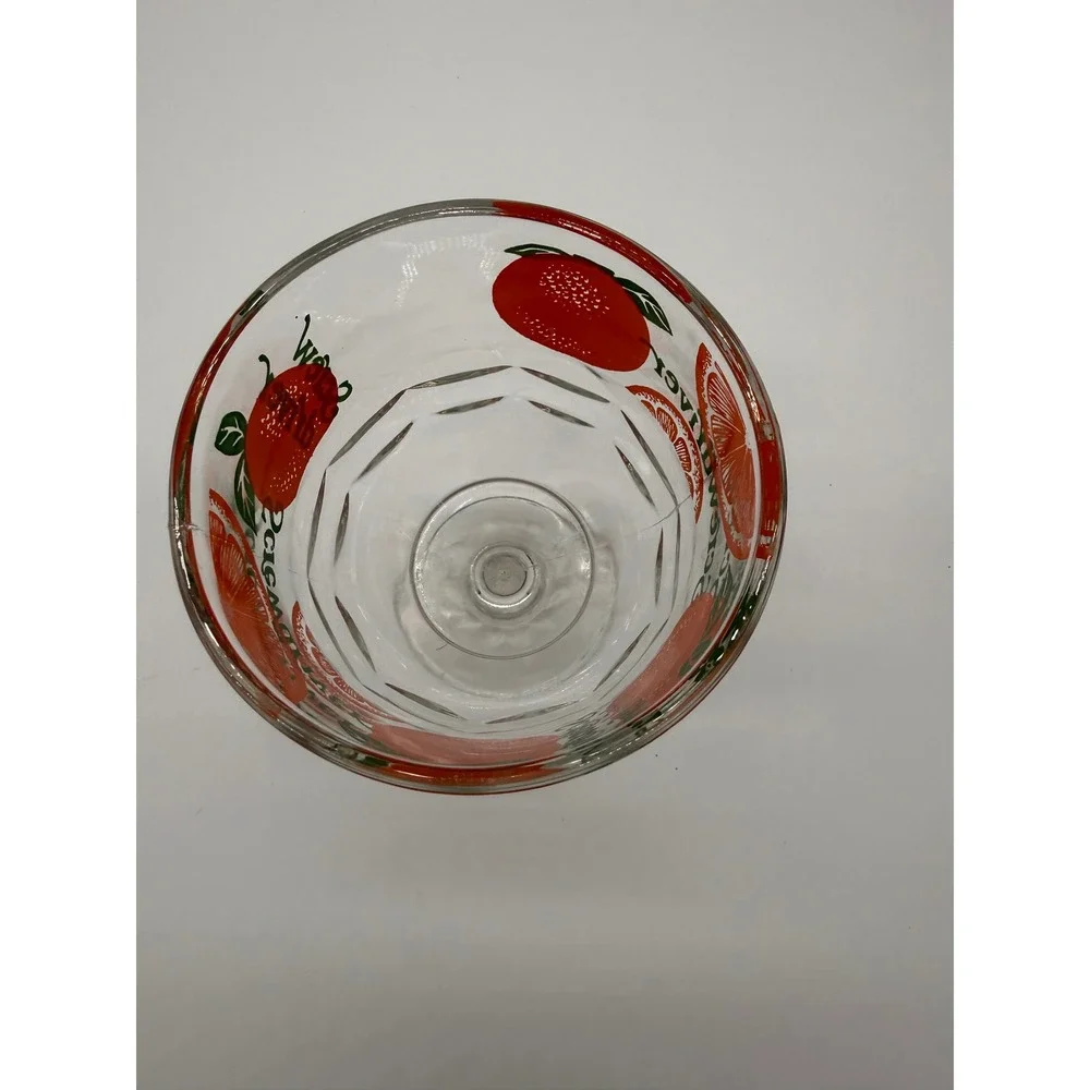 Vintage Screwdriver Cocktail Glass Oversized Orange‎ Graphic Footed Goblet 6in